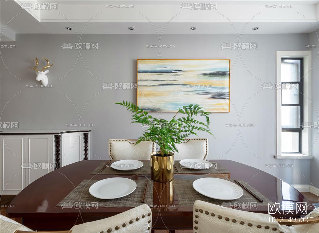 美式平层效果图下载（渲染图11）