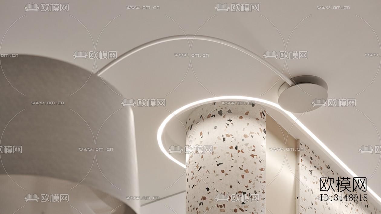 奶油风平层效果图下载（渲染图18）