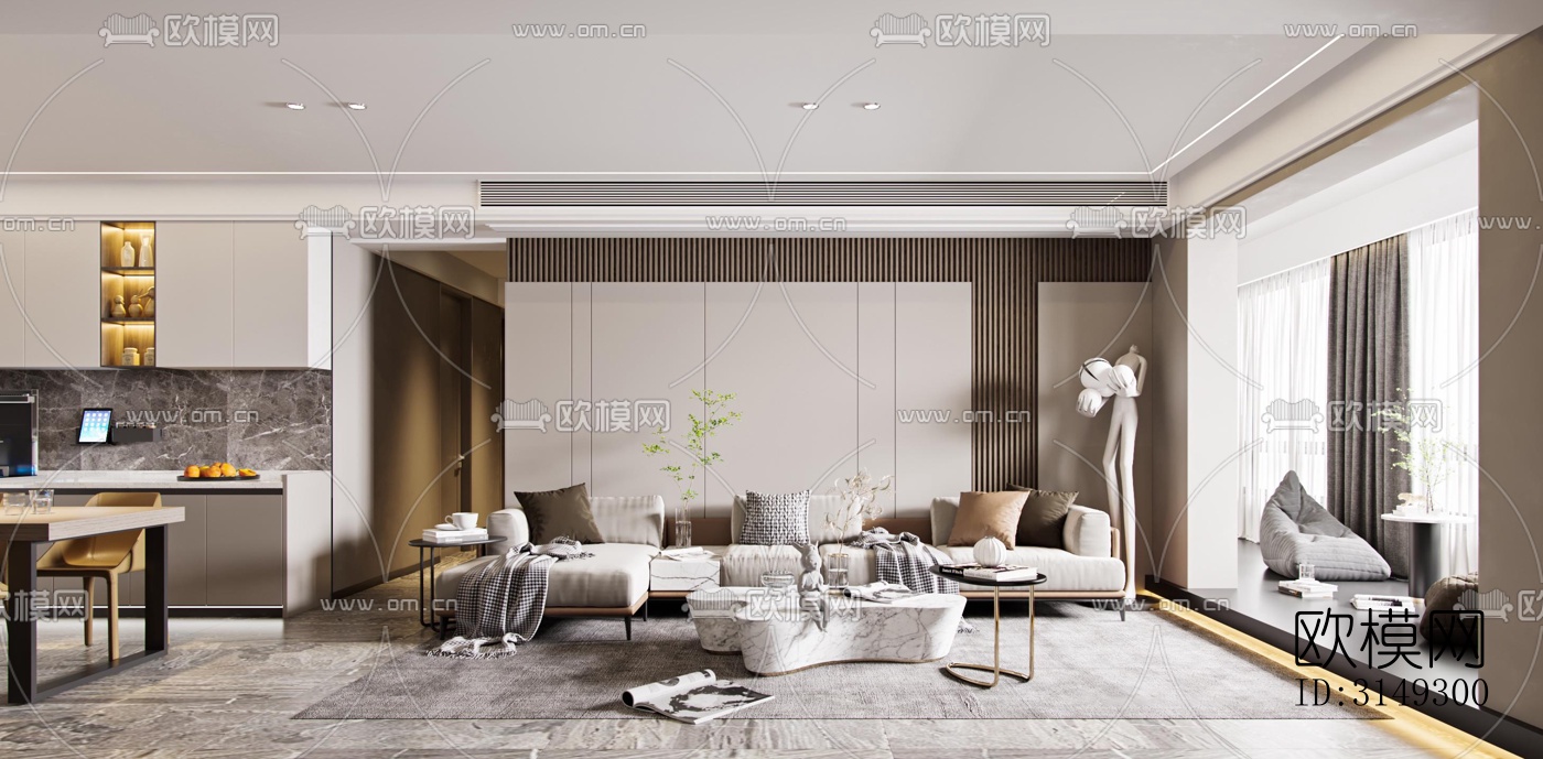 现代平层效果图下载（渲染图4）