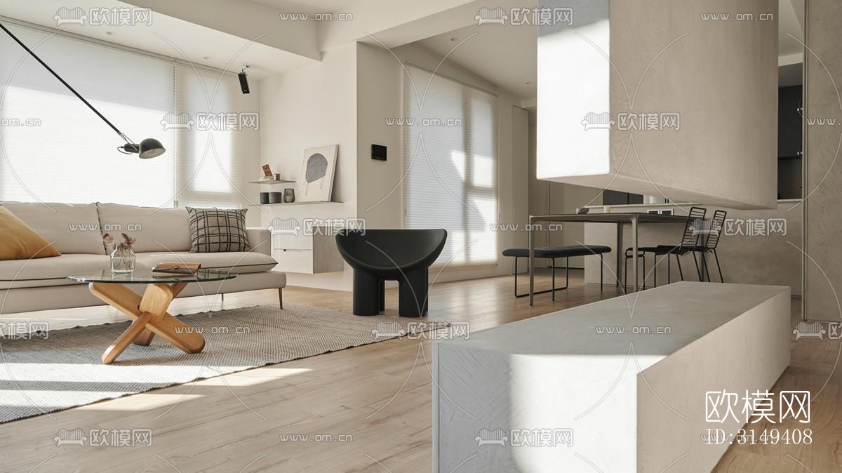 现代平层效果图下载（渲染图18）