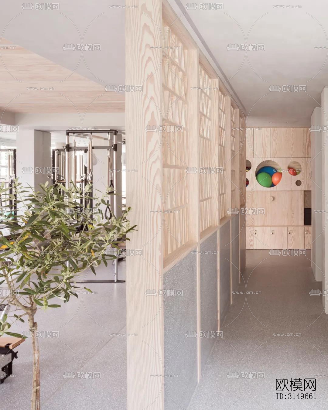 原木风健身房效果图下载（渲染图4）