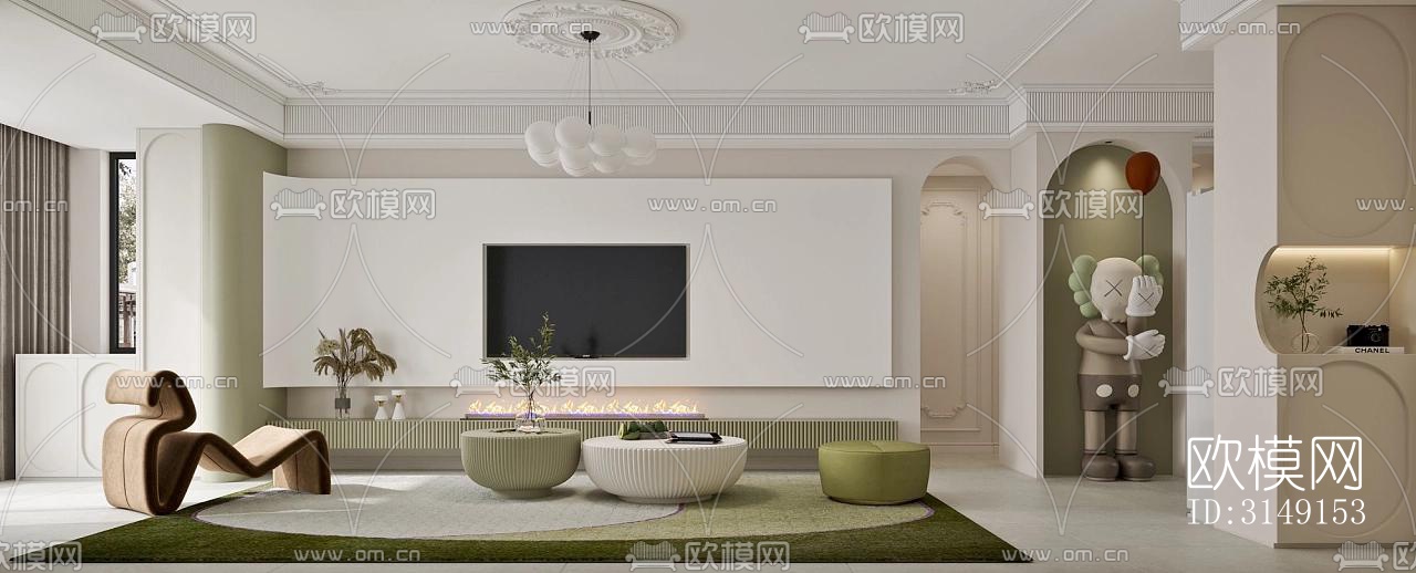 法式平层效果图下载（渲染图1）