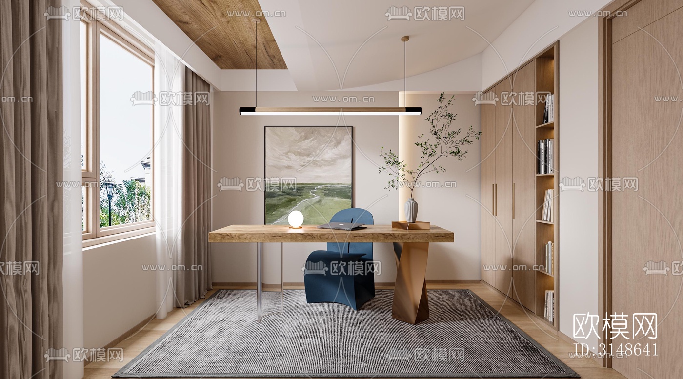 原木风大平层效果图下载（渲染图5）