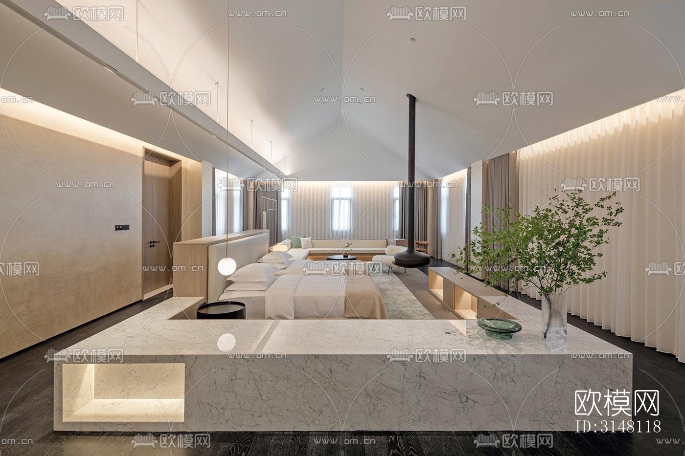 现代酒店民宿效果图下载（渲染图9）