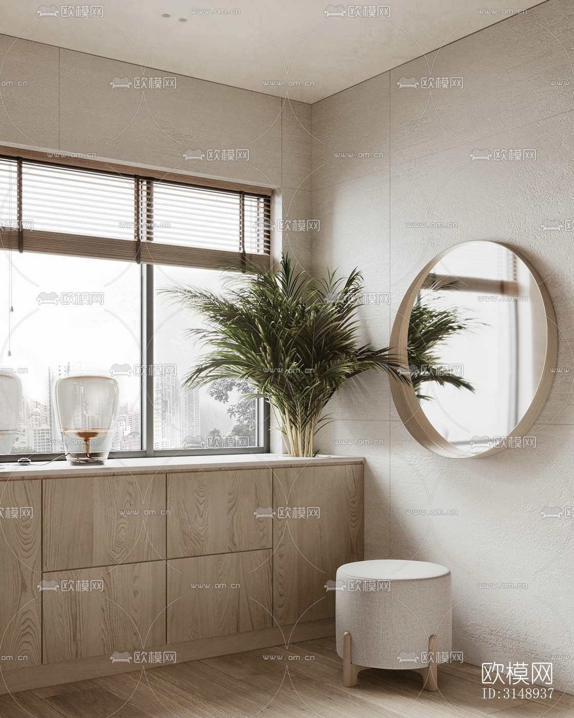 奶油风平层效果图下载（渲染图10）