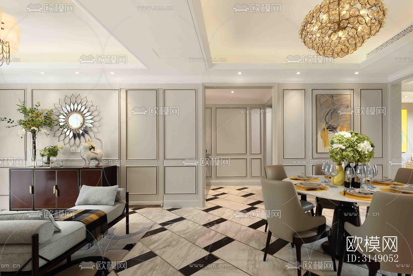 欧式平层效果图下载（渲染图7）