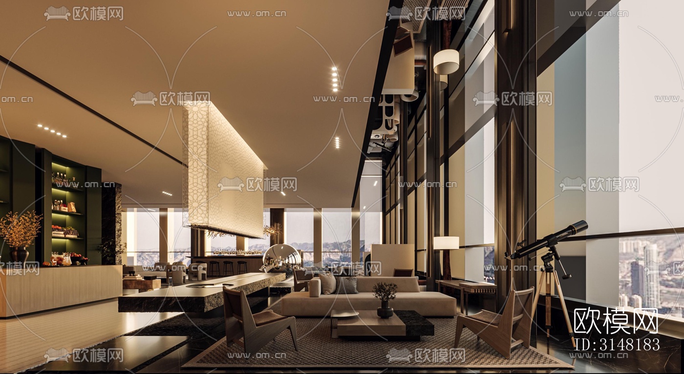 现代酒店民宿效果图下载（渲染图11）