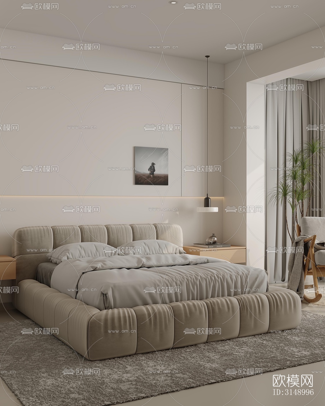 奶油风平层效果图下载（渲染图7）