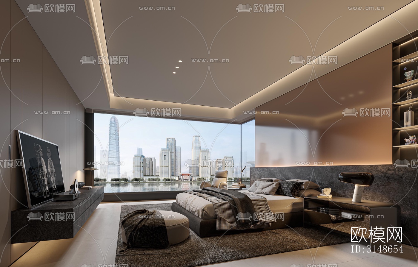 现代大平层效果图下载（渲染图7）