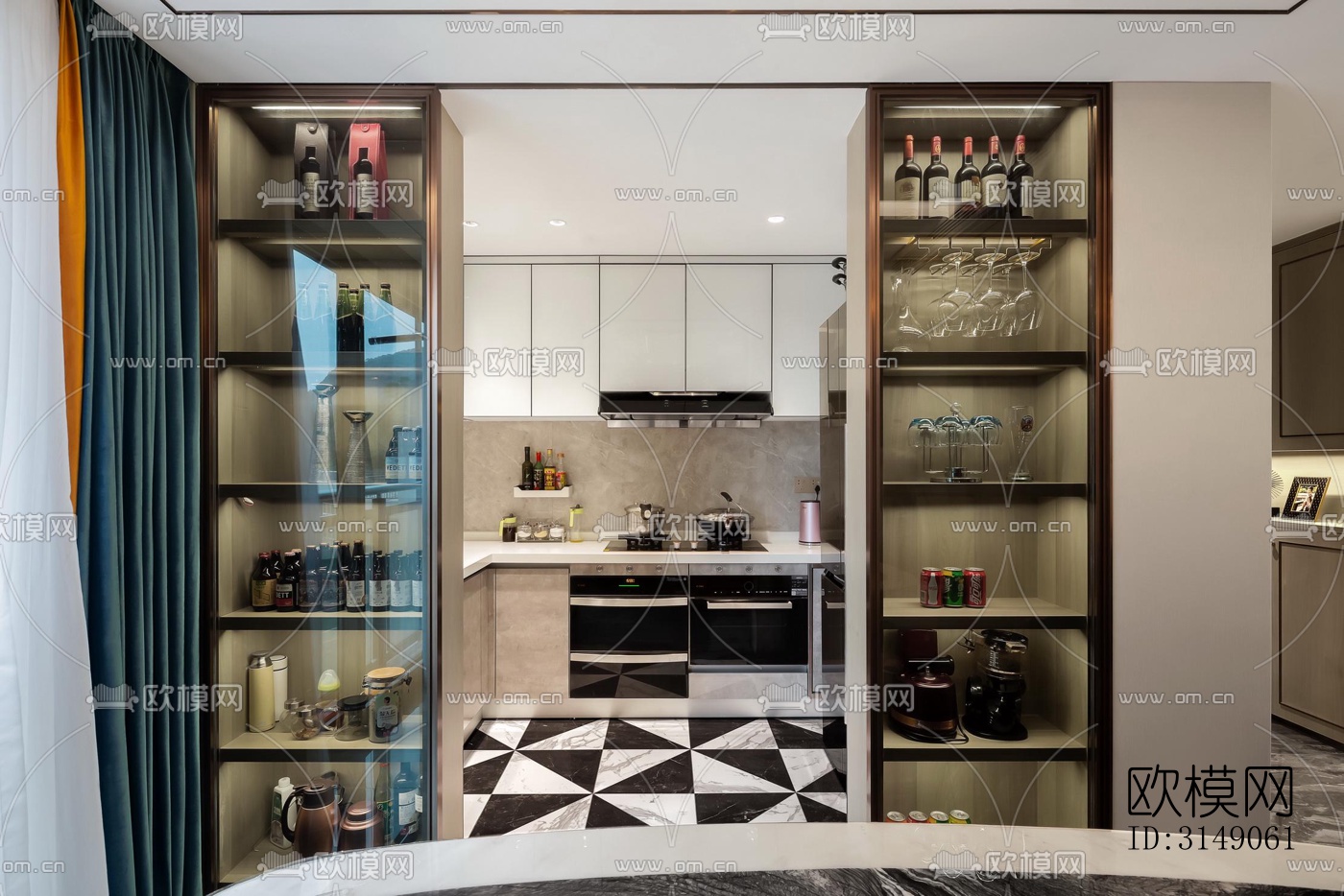 欧式平层效果图下载（渲染图6）