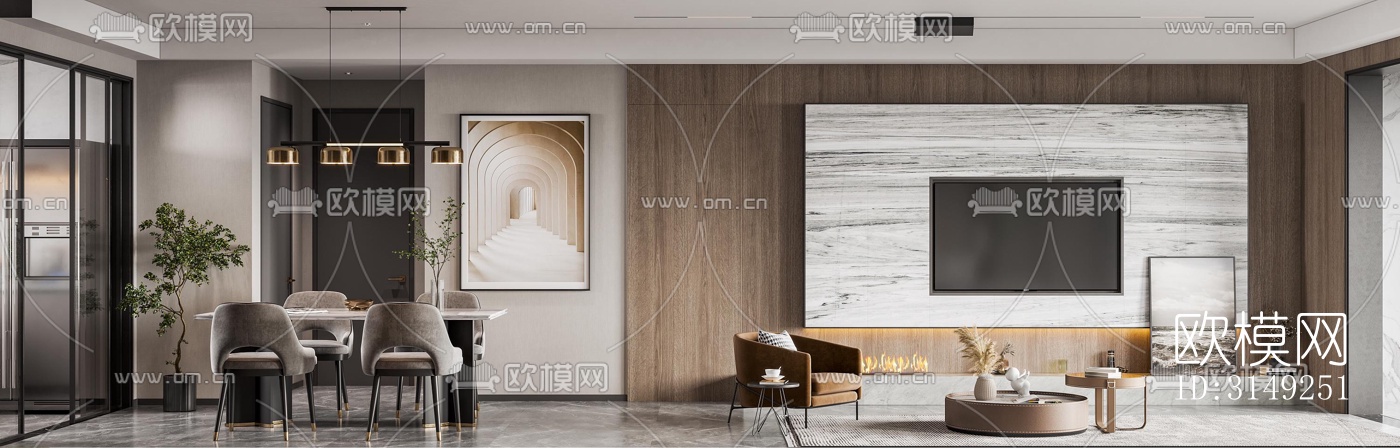 现代平层效果图下载（渲染图4）