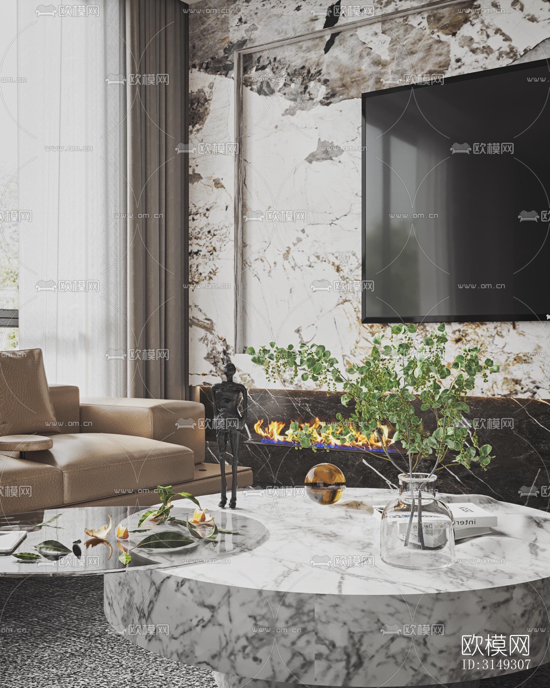 现代平层效果图下载（渲染图3）