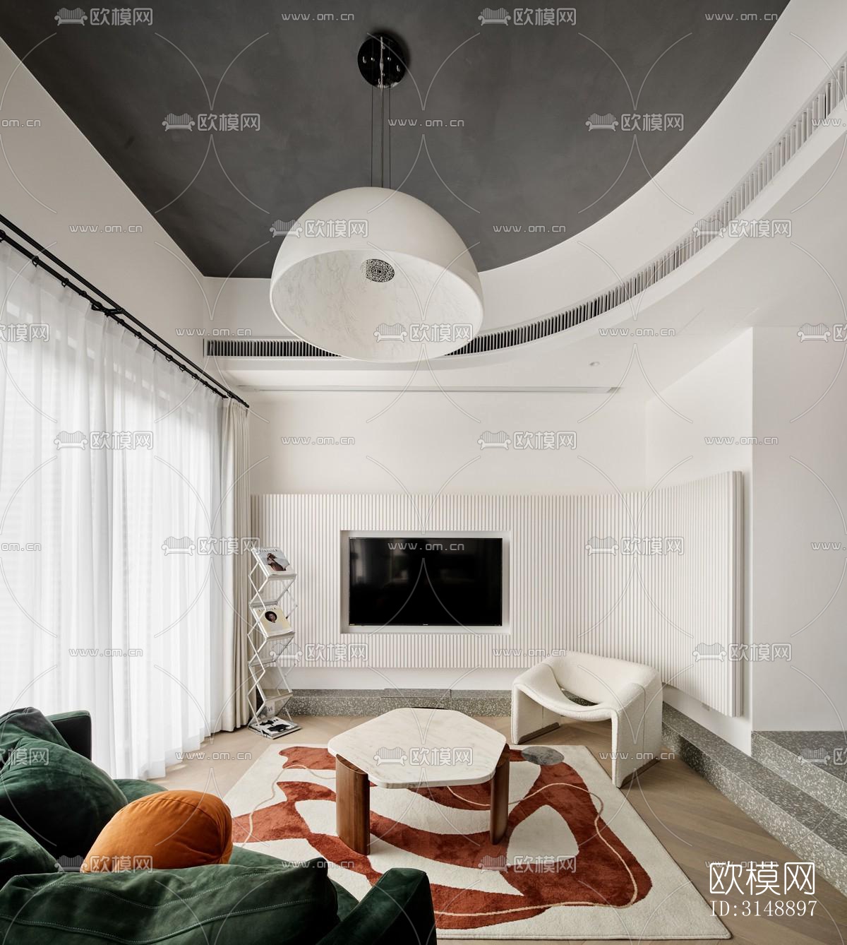 后现代平层效果图下载（渲染图6）