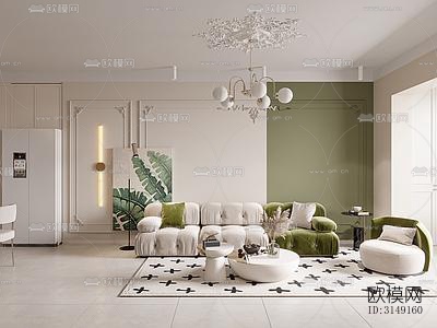 法式平层效果图下载（渲染图4）