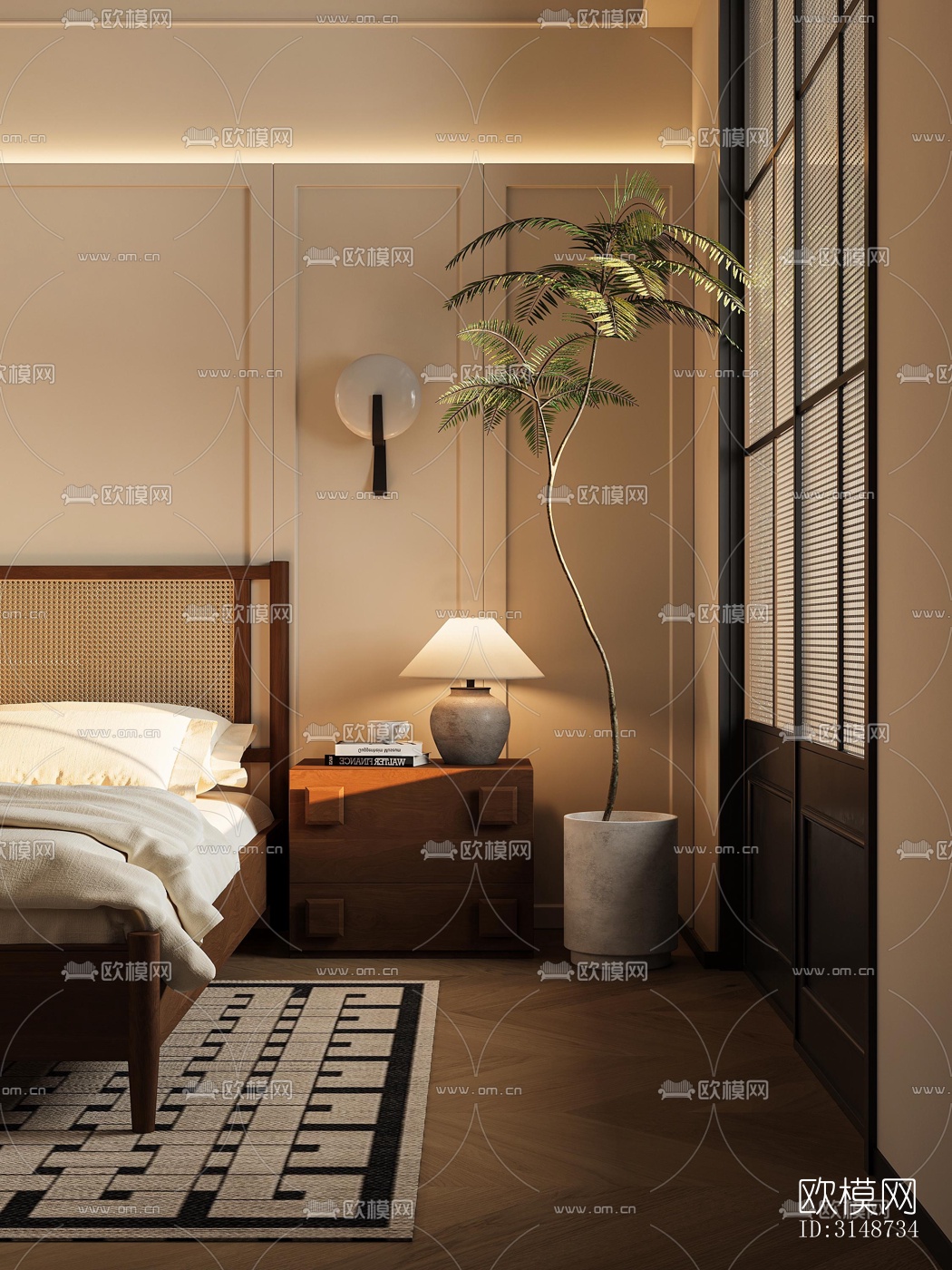 中古风平层效果图下载（渲染图6）