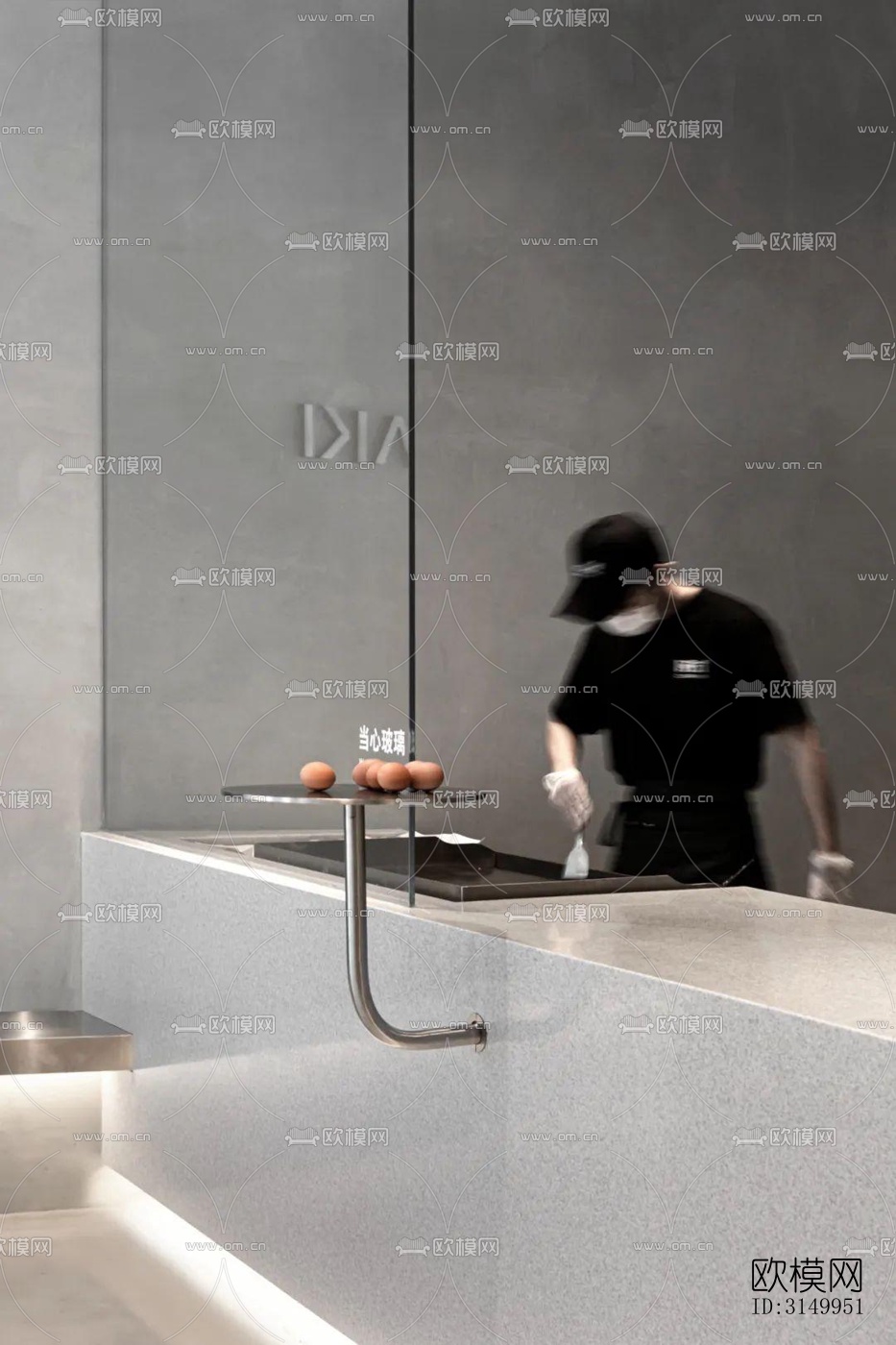 高级灰火锅烤肉效果图下载（渲染图3）