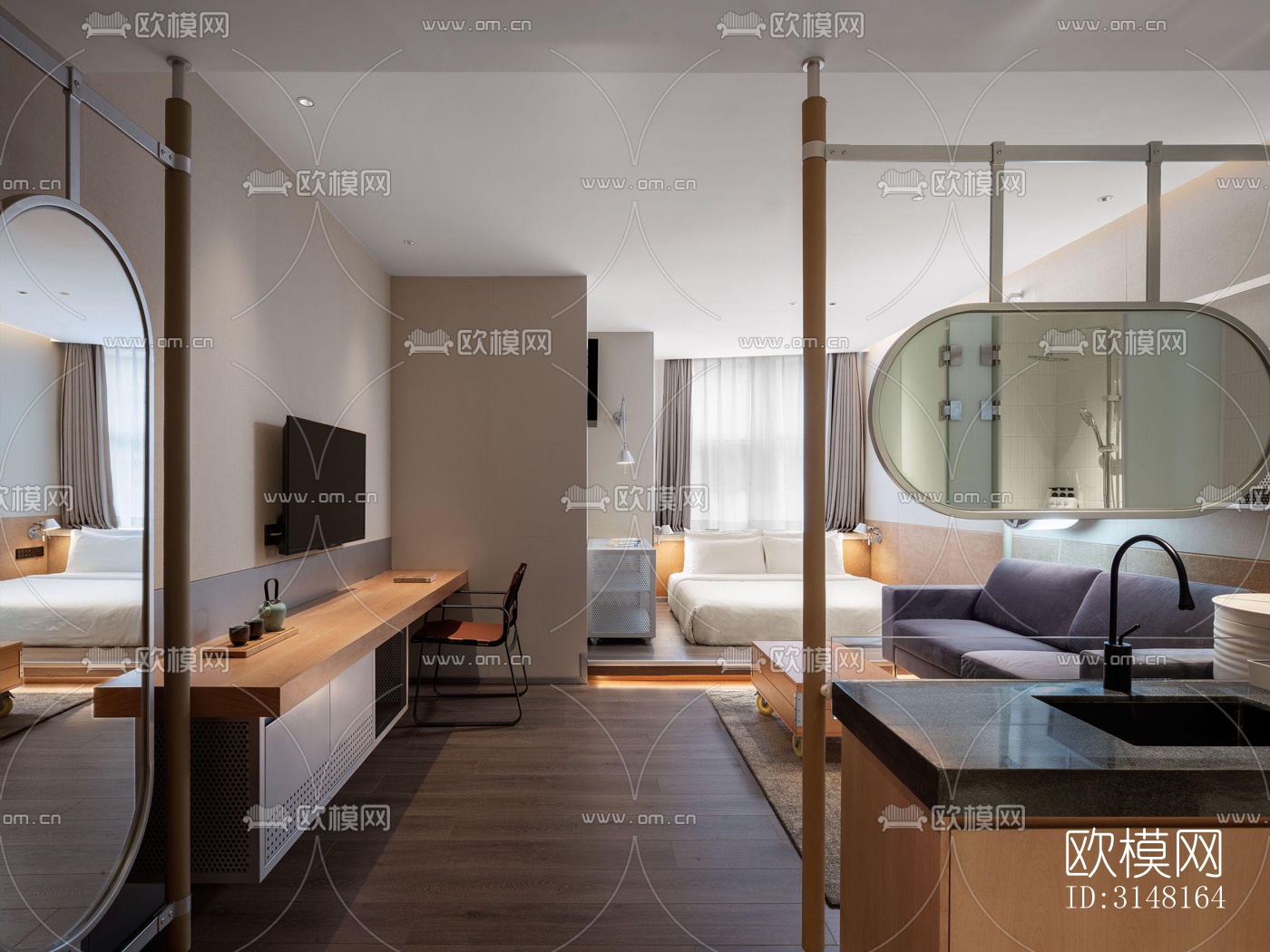 现代酒店民宿效果图下载（渲染图8）