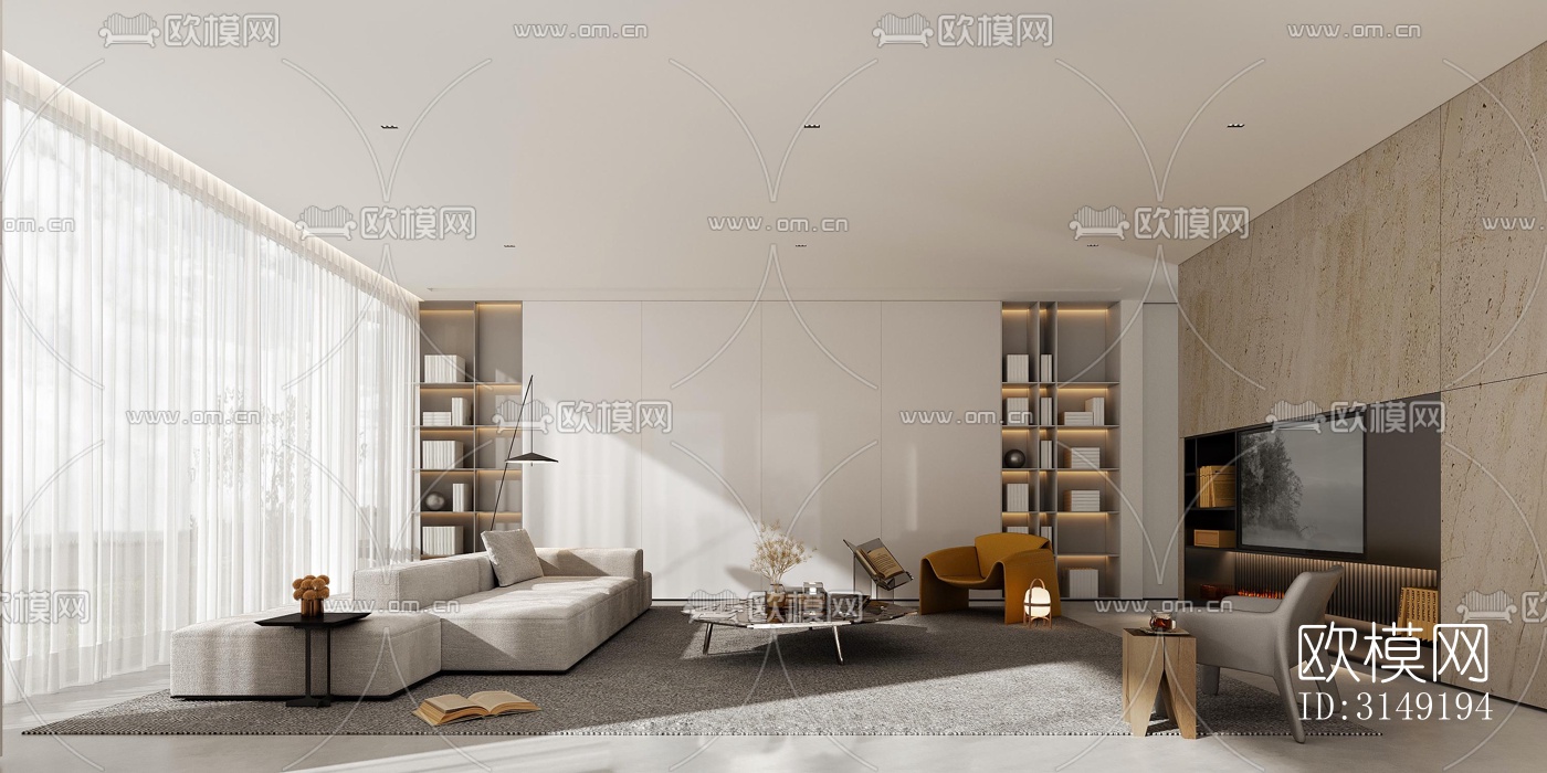 现代平层效果图下载（渲染图7）