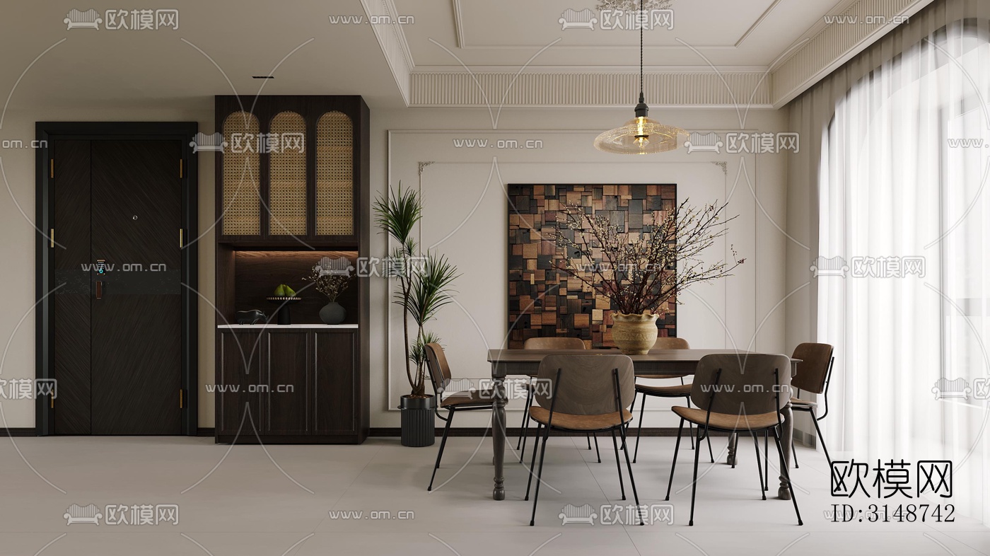 中古风平层效果图下载（渲染图4）