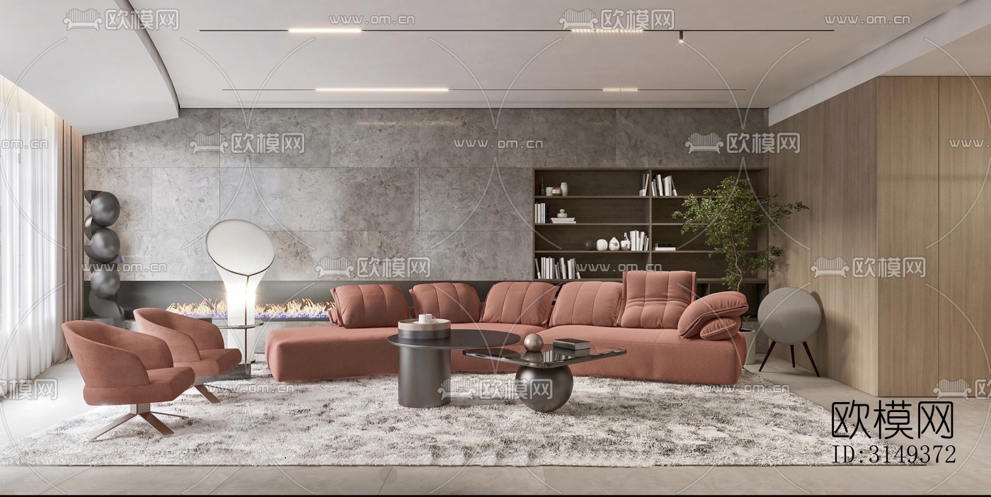 现代平层效果图下载（渲染图5）