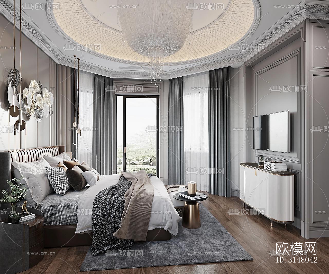 法式酒店民宿效果图下载（渲染图4）