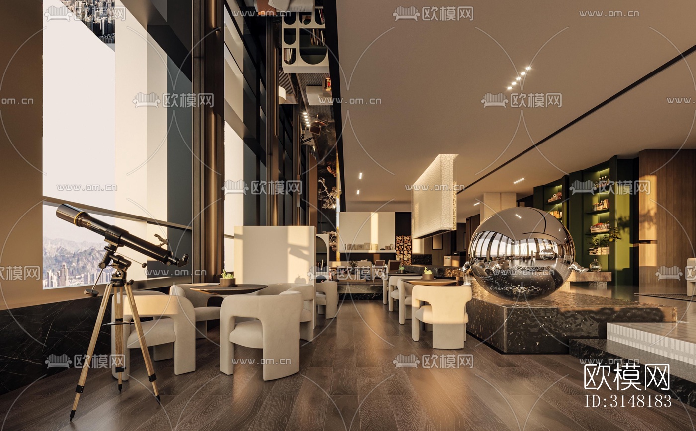 现代酒店民宿效果图下载（渲染图10）