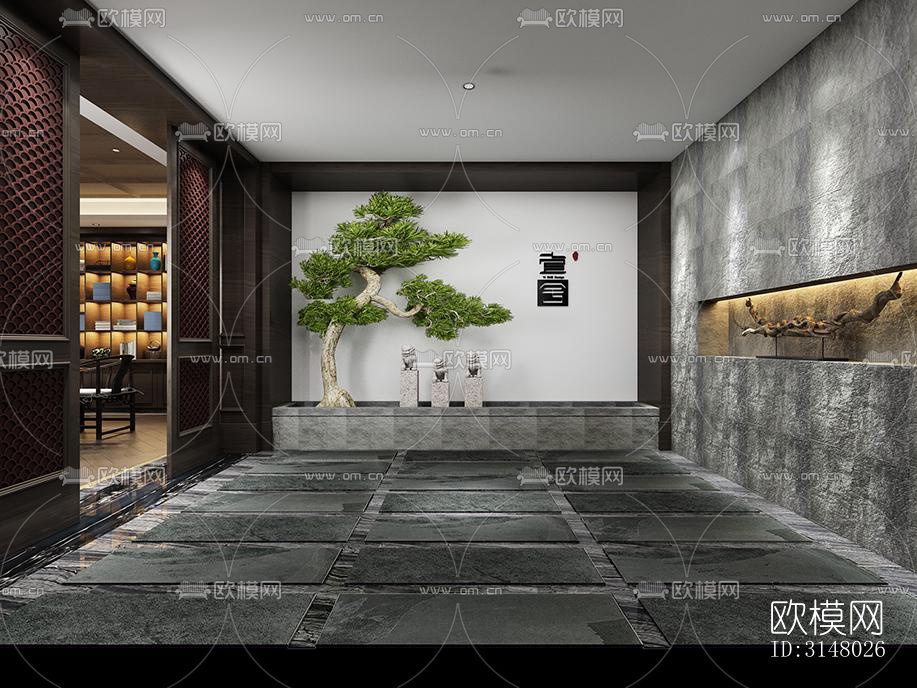 新中式酒店民宿效果图下载（渲染图6）