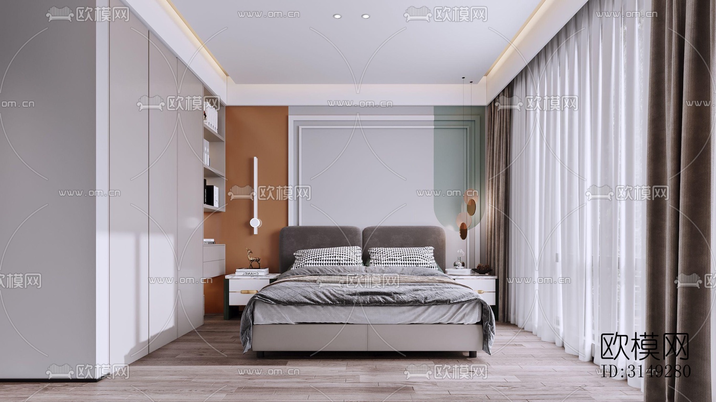 现代平层效果图下载（渲染图4）