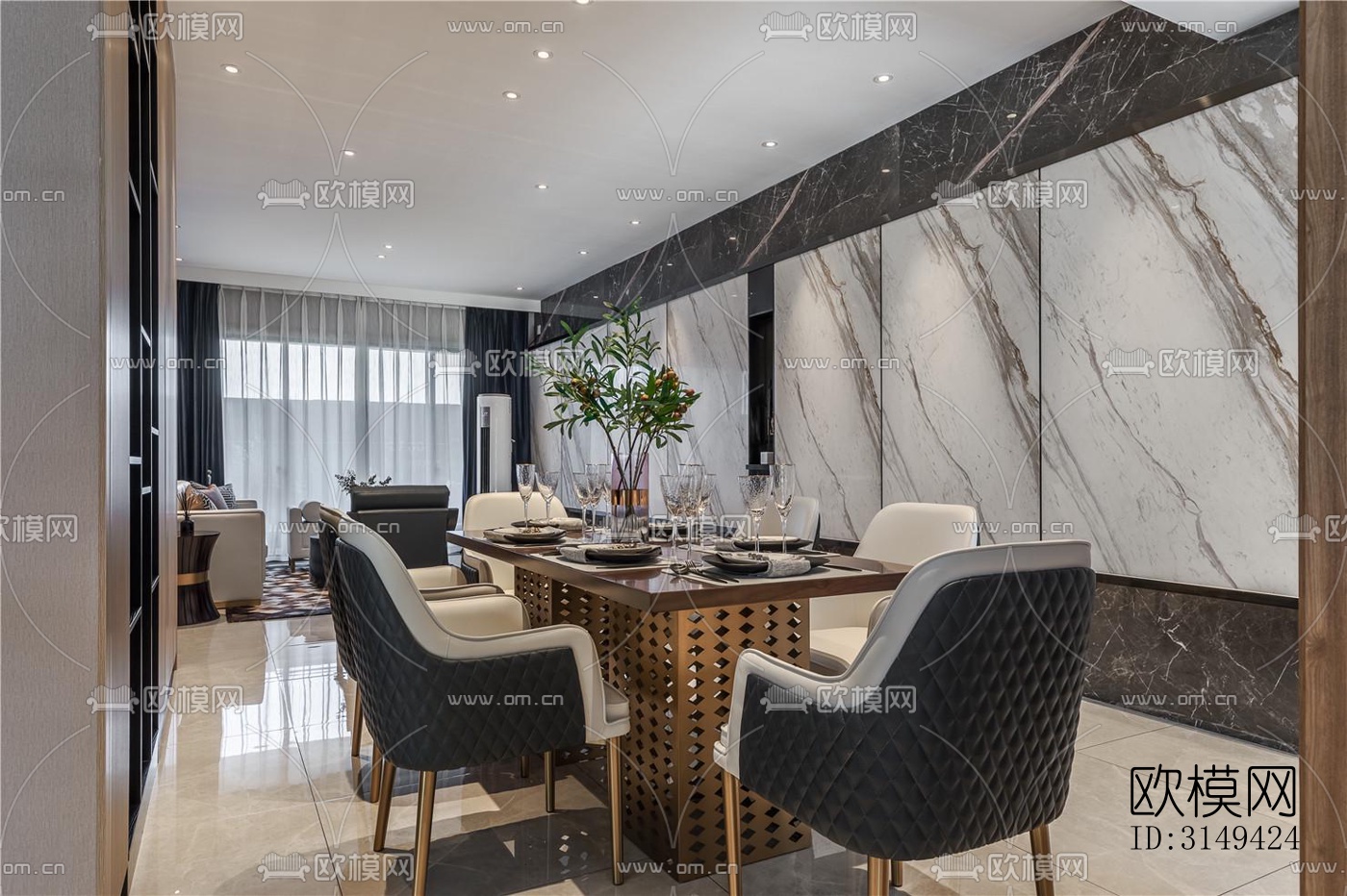 现代平层效果图下载（渲染图7）