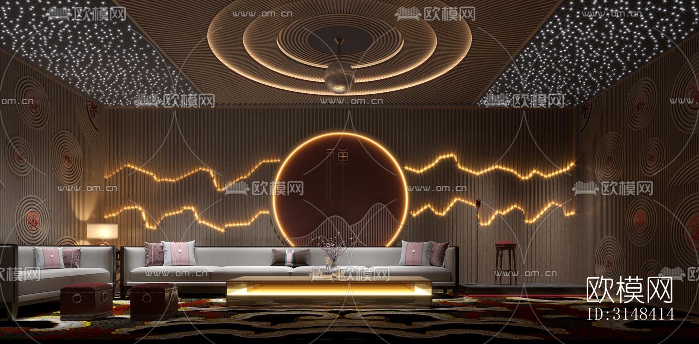 新中式养生会所效果图下载（渲染图15）