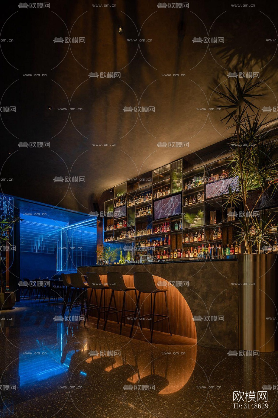 高级灰酒吧效果图下载（渲染图5）