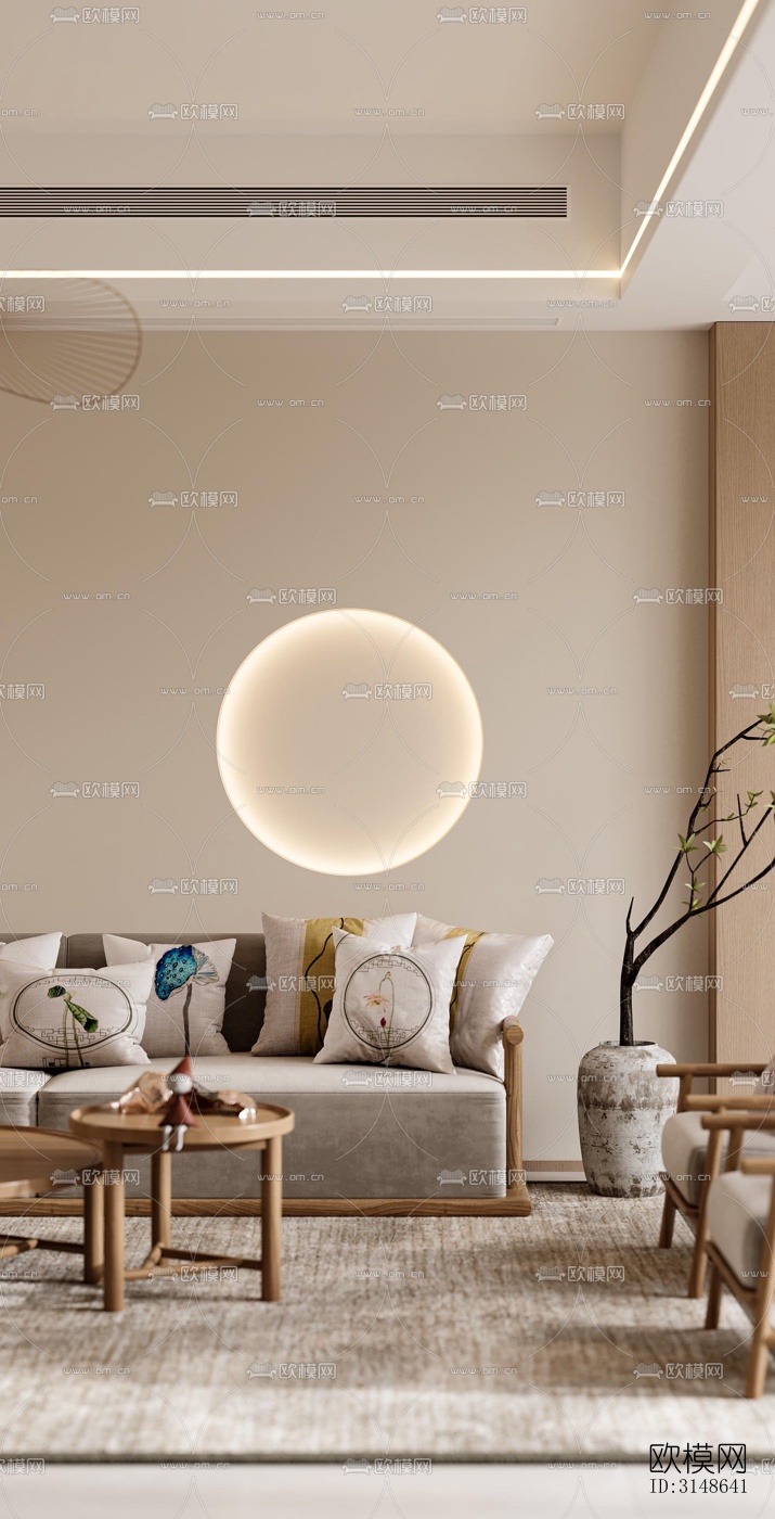 原木风大平层效果图下载（渲染图2）