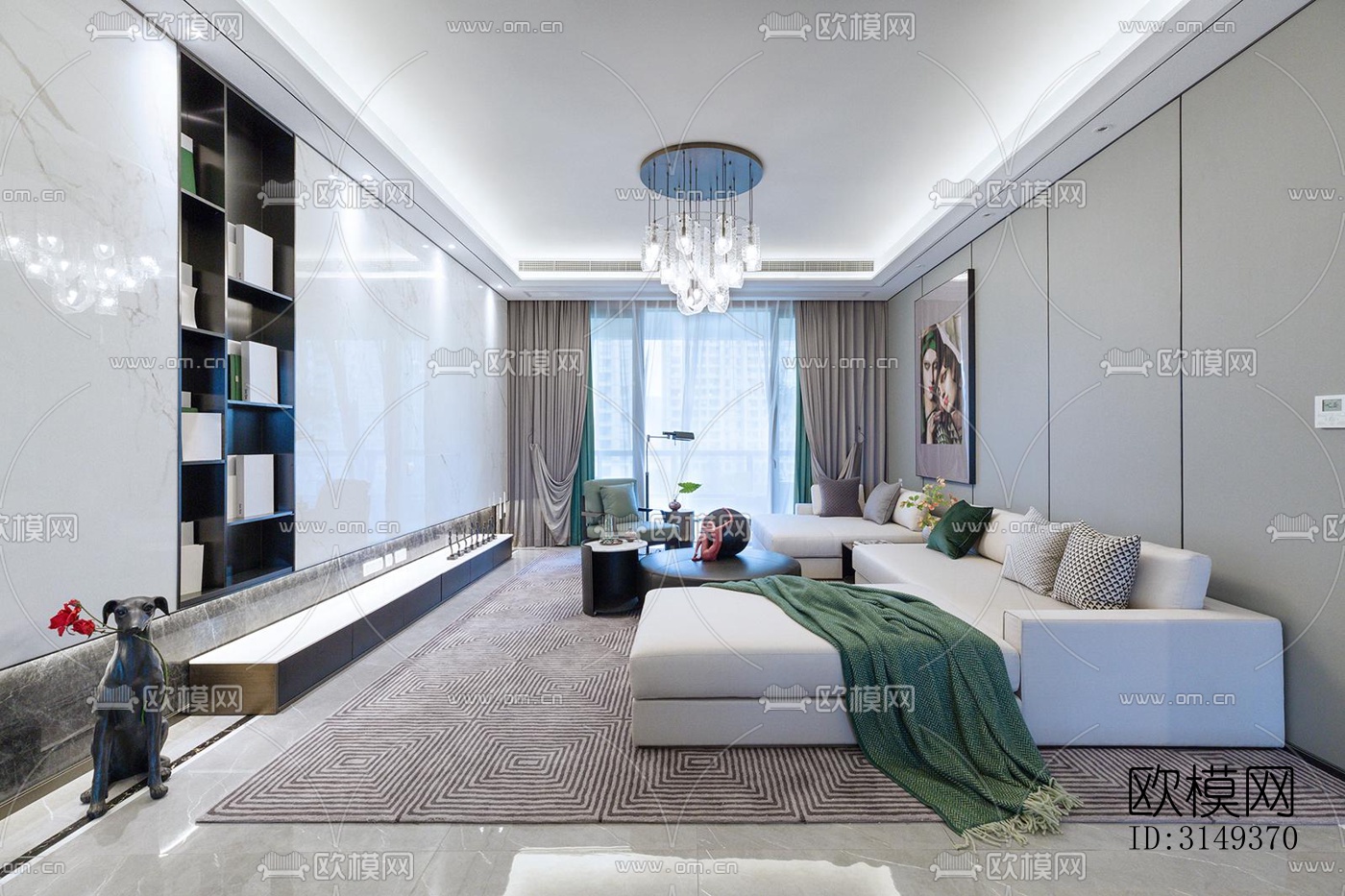 现代平层效果图下载（渲染图15）