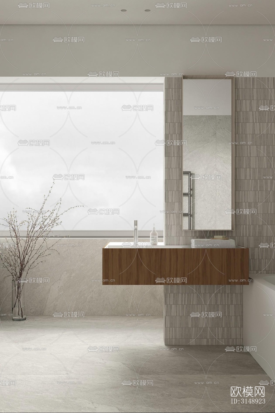 奶油风平层效果图下载（渲染图10）