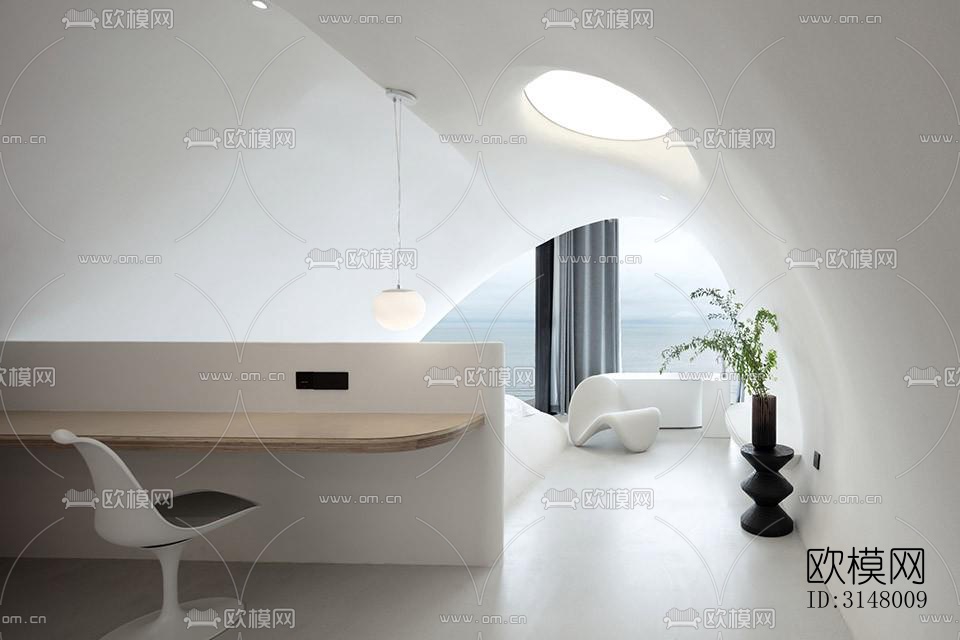 奶油风酒店民宿效果图下载（渲染图12）