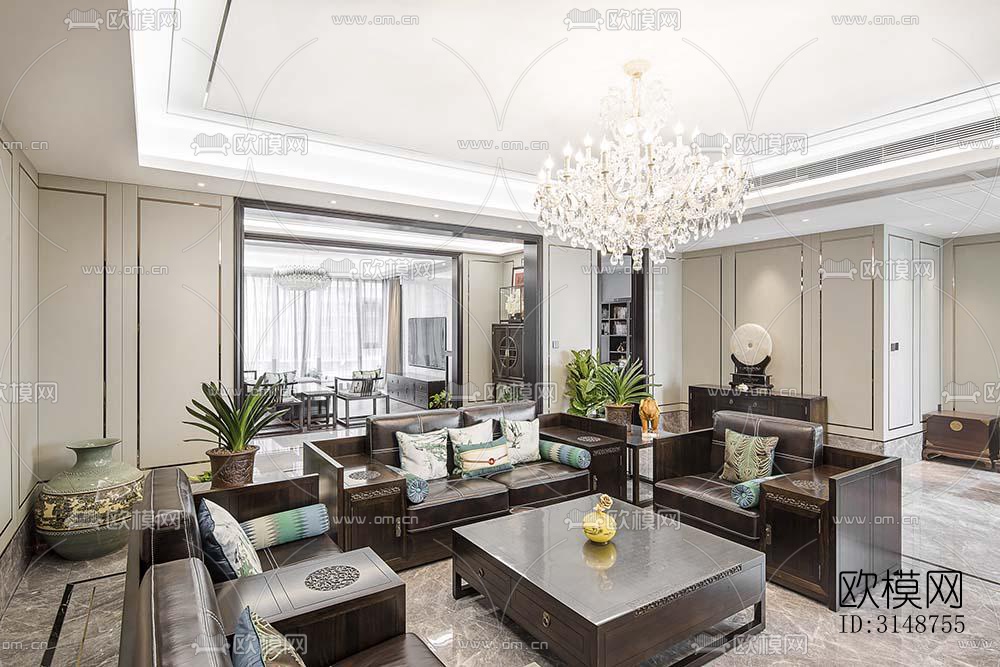 中式平层效果图下载（渲染图8）