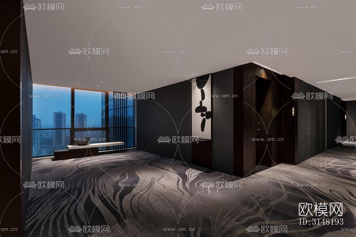 高级灰酒店民宿效果图下载（渲染图9）