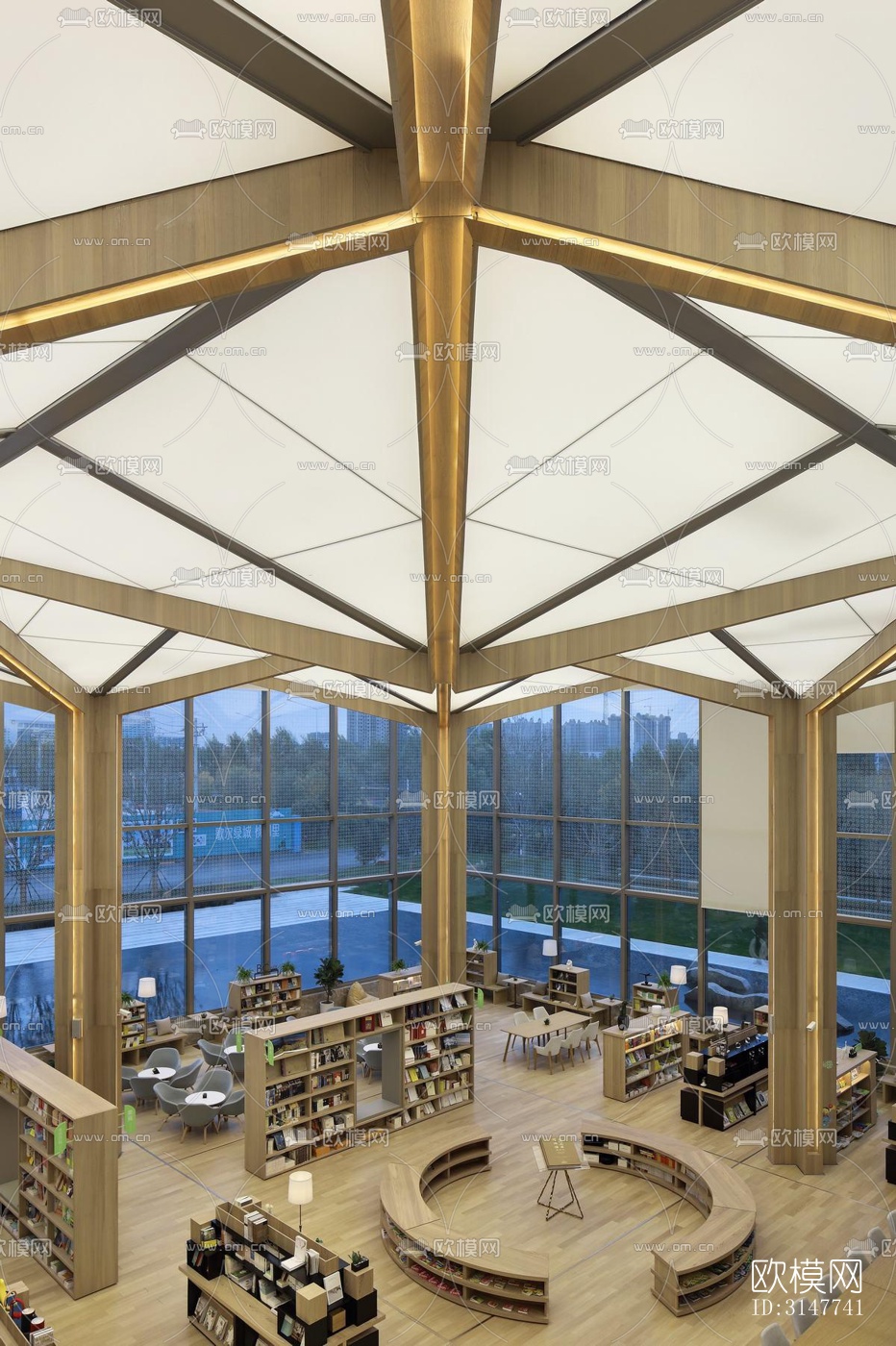 现代图书馆效果图下载（渲染图1）