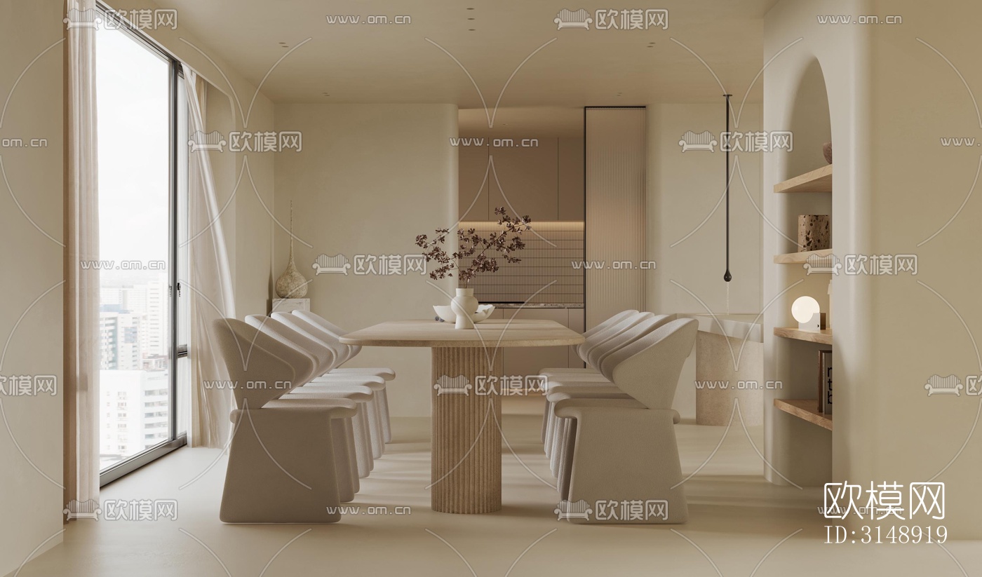 奶油风平层效果图下载（渲染图18）