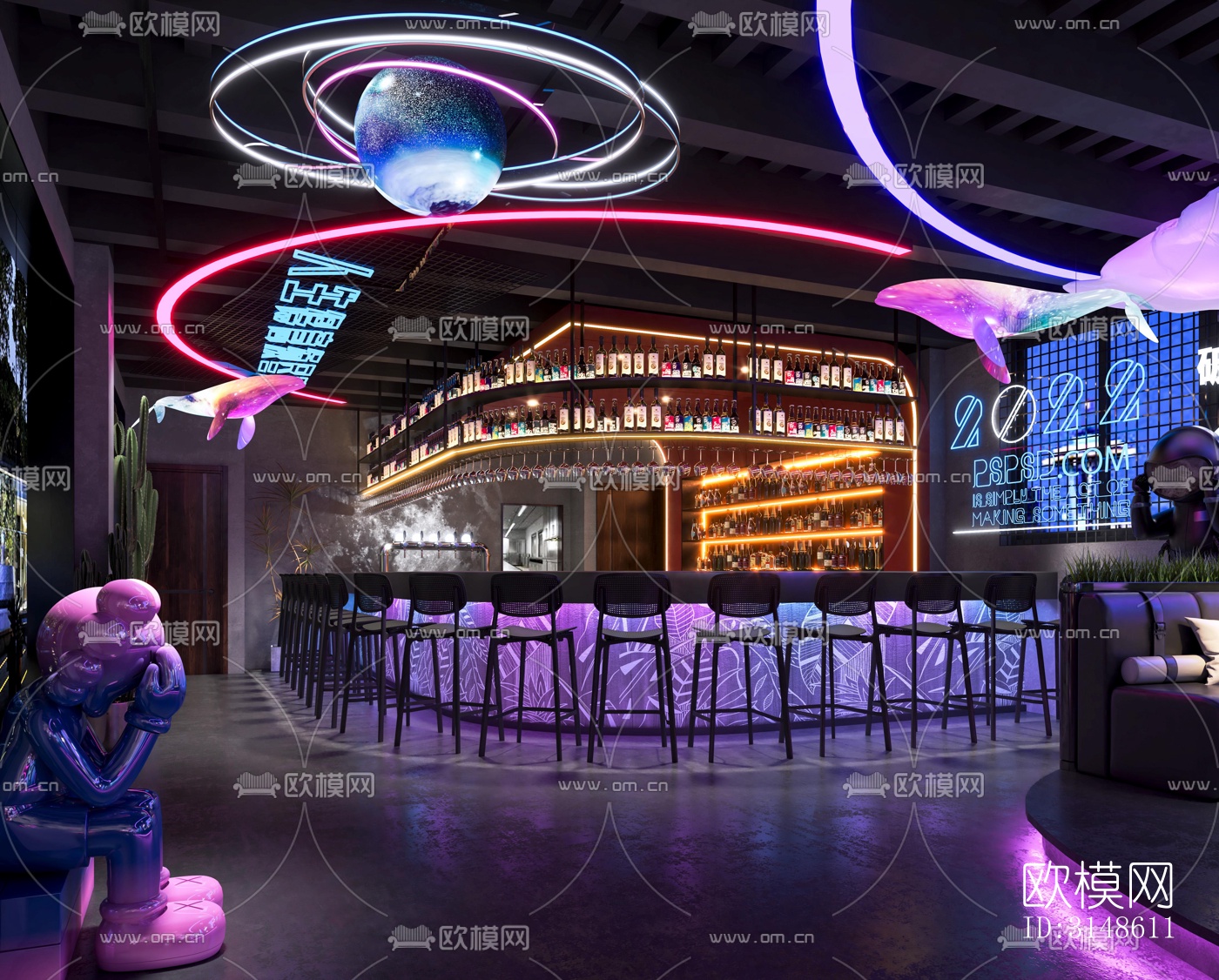 现代酒吧效果图下载（渲染图2）