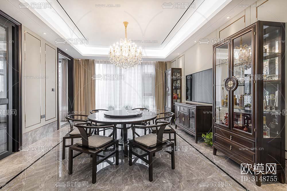 中式平层效果图下载（渲染图2）