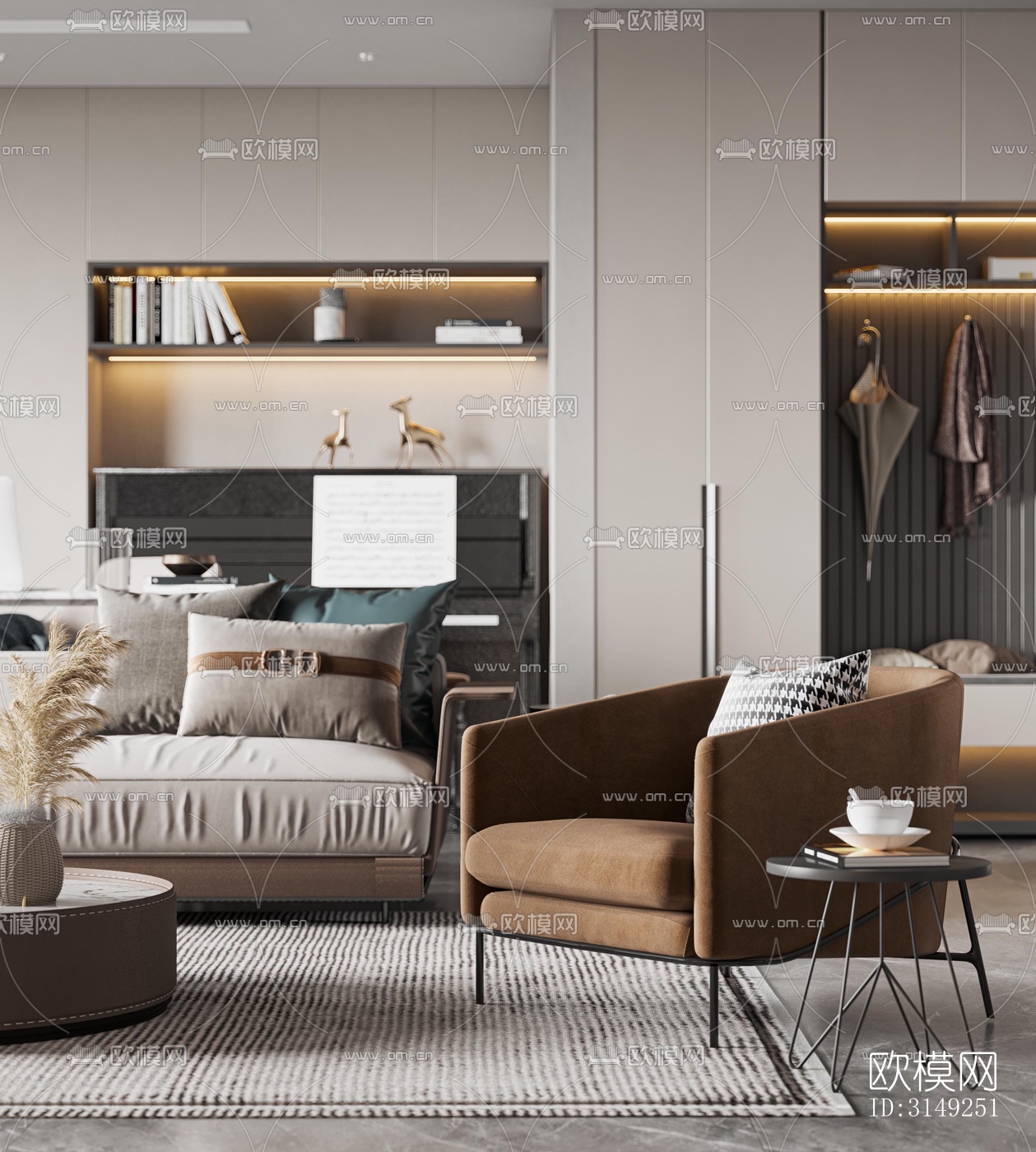 现代平层效果图下载（渲染图6）