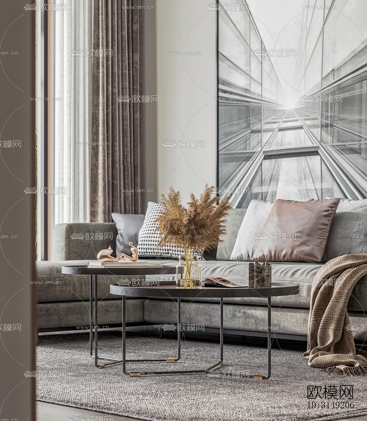 现代平层效果图下载（渲染图4）