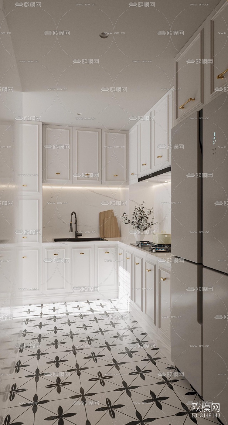 法式平层效果图下载（渲染图14）