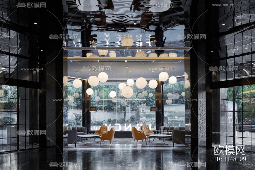 高级灰酒店民宿效果图下载(渲染图17)