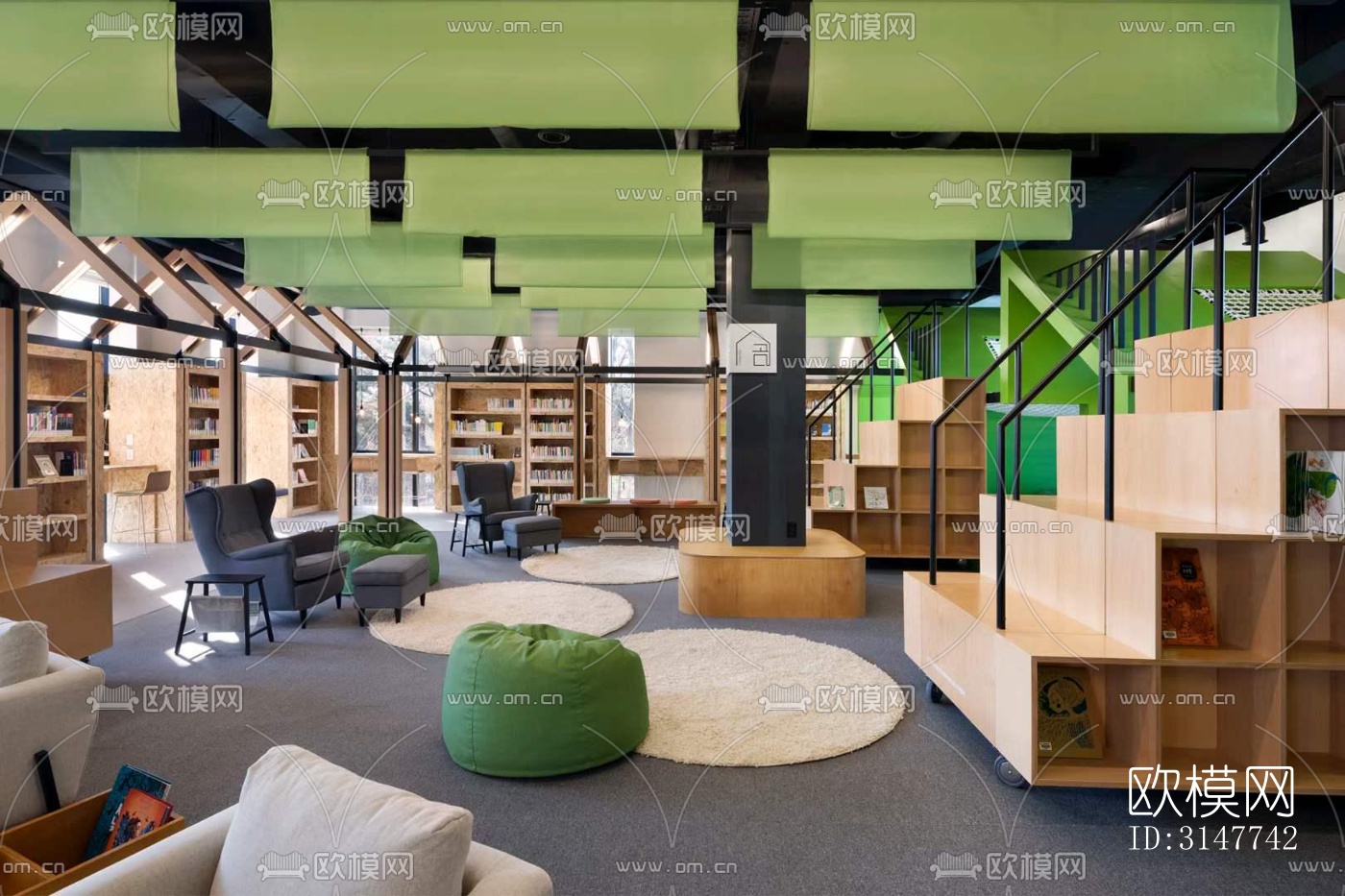 现代图书馆效果图下载（渲染图8）