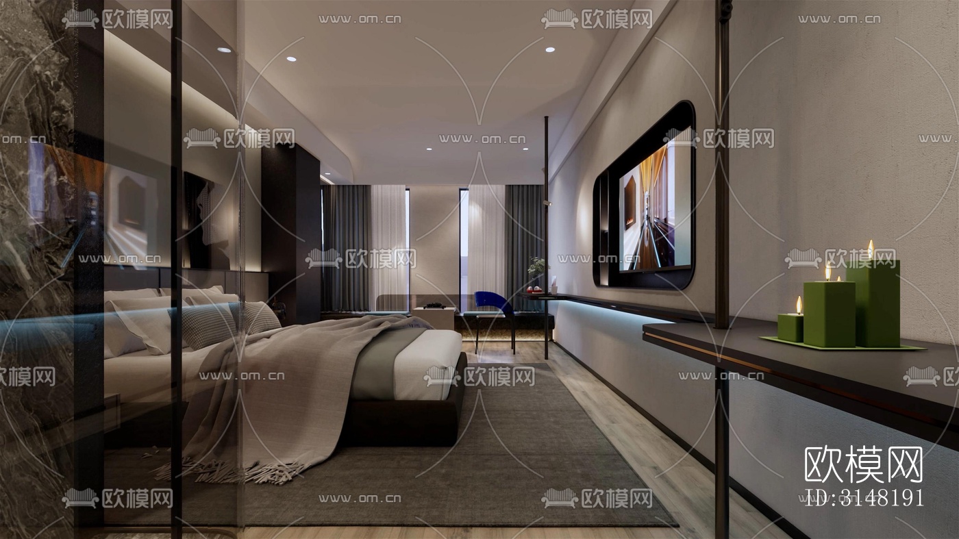 现代酒店民宿效果图下载（渲染图9）