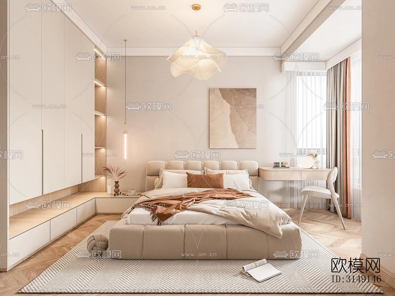 法式平层效果图下载（渲染图4）