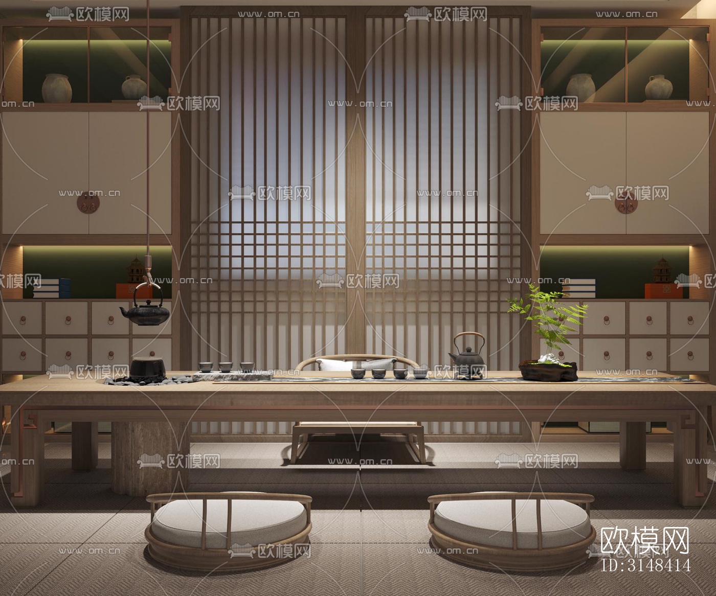 新中式养生会所效果图下载（渲染图2）