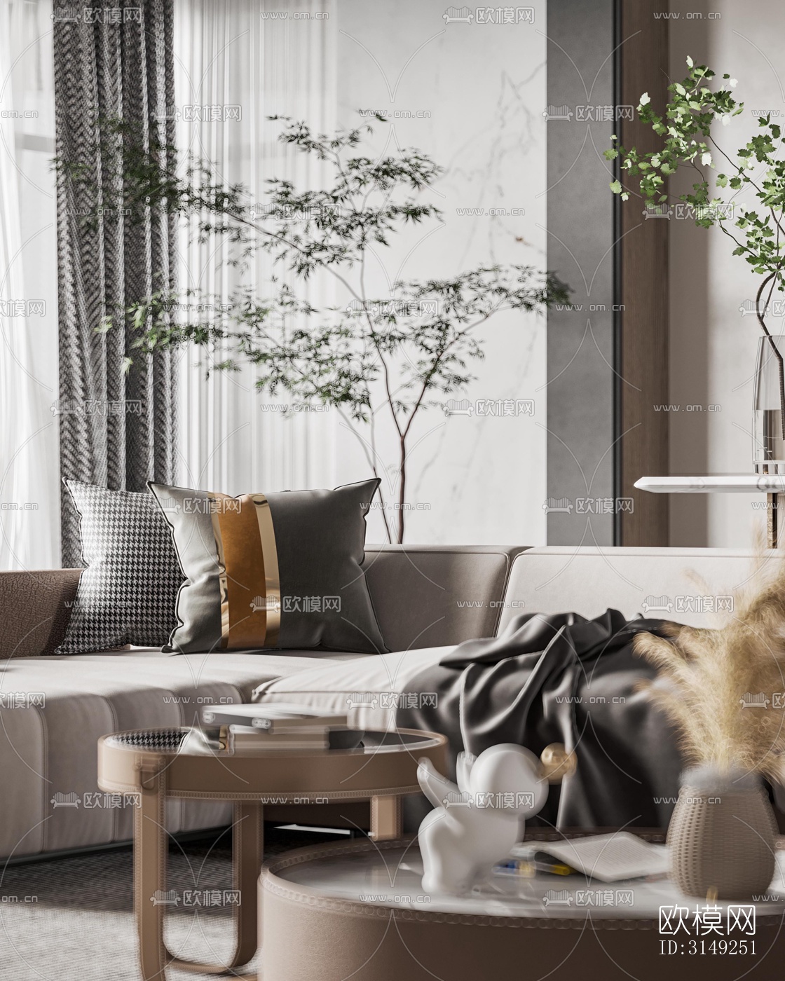 现代平层效果图下载（渲染图8）